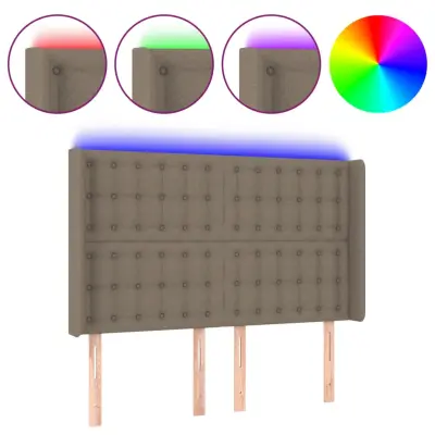 vidaXL LED posteljno vzglavje taupe 147x16x118/128 cm blago