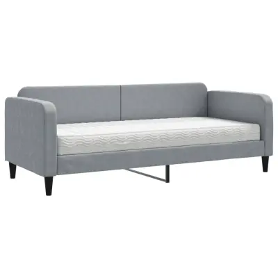 vidaXL Dnevna postelja z vzmetnico svetlo siva 80x200 cm blago