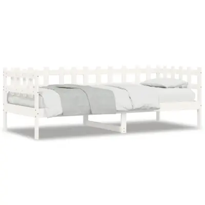 vidaXL Izvlečna postelja brez vzmetnice bela 90x200 cm trdna borovina