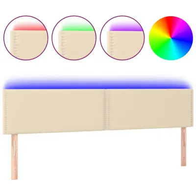 vidaXL LED posteljno vzglavje krem 180x5x78/88 cm blago