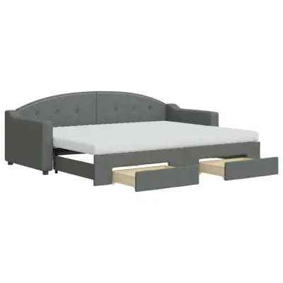 vidaXL Izvlečna dnevna postelja s predali temno siva 80x200 cm blago
