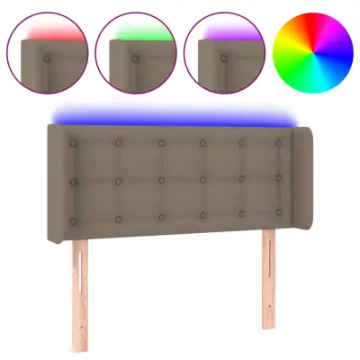 vidaXL LED posteljno vzglavje taupe 83x16x78/88 cm blago