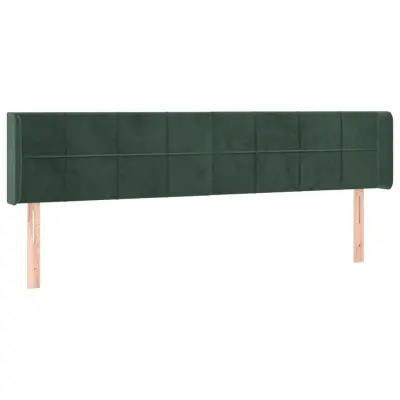 vidaXL Vzglavje z ušesi temno zeleno 183x16x78/88 cm žamet