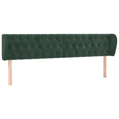 vidaXL Vzglavje z ušesi temno zeleno 203x23x78/88 cm žamet