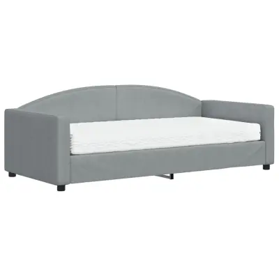 vidaXL Dnevna postelja z vzmetnico svetlo siva 90x190 cm blago