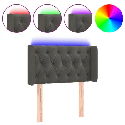 vidaXL LED posteljno vzglavje temno sivo 83x16x78/88 cm žamet