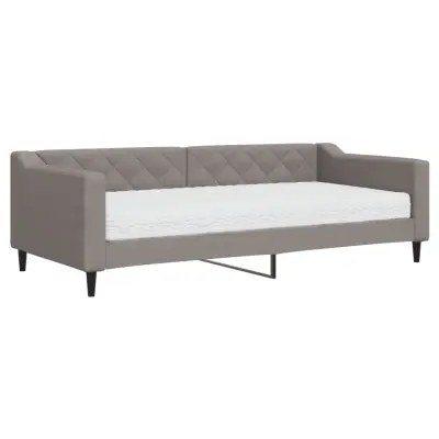 vidaXL Dnevna postelja z vzmetnico taupe 90x200 cm blago