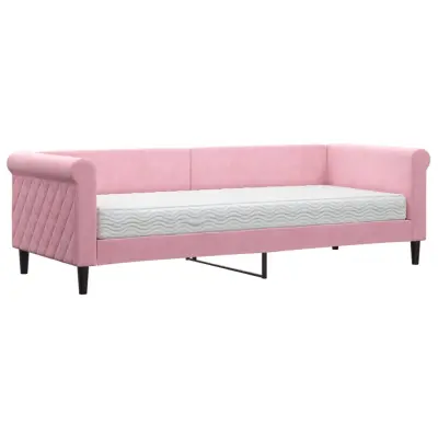 vidaXL Dnevna postelja z vzmetnico roza 80x200 cm žamet