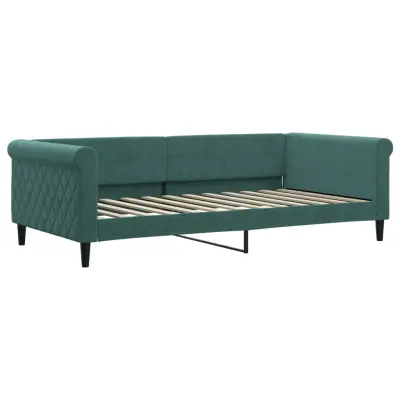 vidaXL Raztegljiva postelja temno zelena 100x200 cm žamet