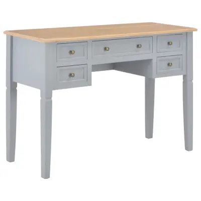 vidaXL Pisalna miza iz lesa 109,5x45x77,5 cm siva