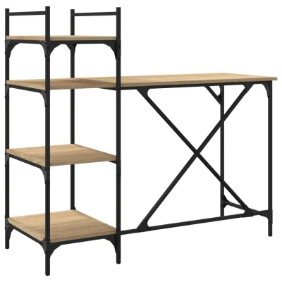 vidaXL Računalniška miza s policami sonoma hrast 120x47x109 cm
