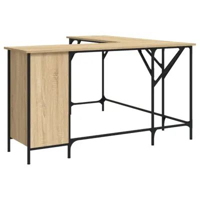 vidaXL Pisalna miza sonoma hrast 141x141x75 cm inženirski les