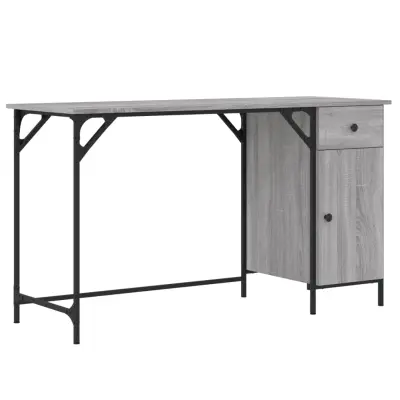 vidaXL Računalniška miza siva sonoma 131x48x75 cm inženirski les