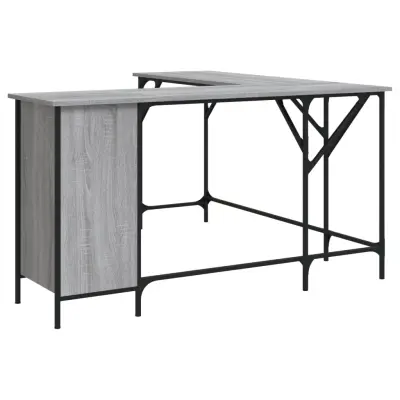 vidaXL Pisalna miza siva sonoma 141x141x75 cm inženirski les