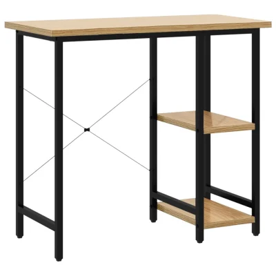 vidaXL Računalniška miza črna in sv. hrast 80x40x72 cm MDF in kovina
