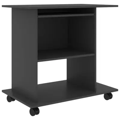 vidaXL Računalniška miza siva 80x50x75 cm iverna plošča