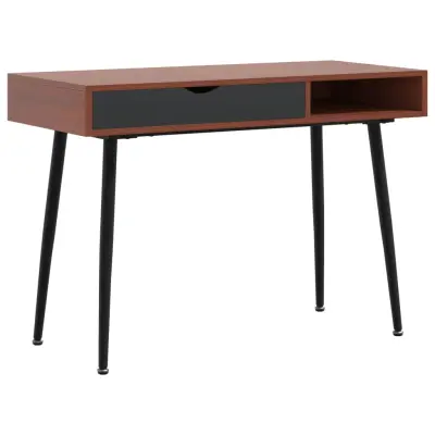 vidaXL Računalniška miza s predalom rjava 110x50x75 cm inženirski les