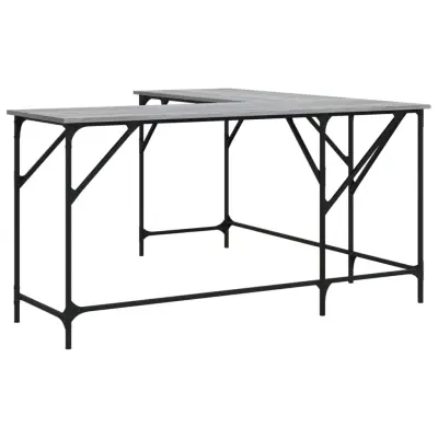 vidaXL Pisalna miza siva sonoma 149x149x75 cm inženirski les