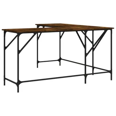 vidaXL Pisalna miza dimljeni hrast 149x149x75 cm inženirski les