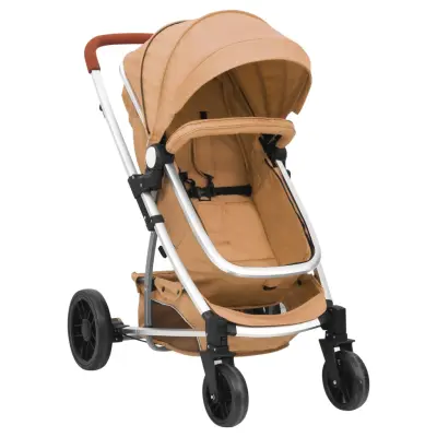 vidaXL Otroški voziček 2 v 1 taupe aluminij