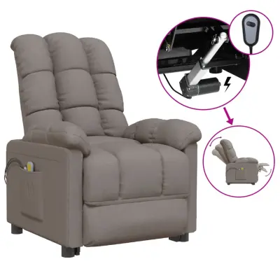 vidaXL Električni masažni stol taupe blago