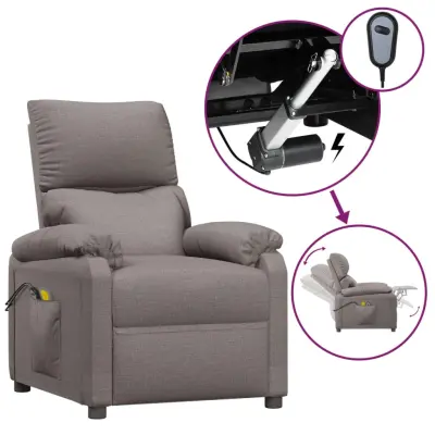 vidaXL Električni masažni stol taupe blago