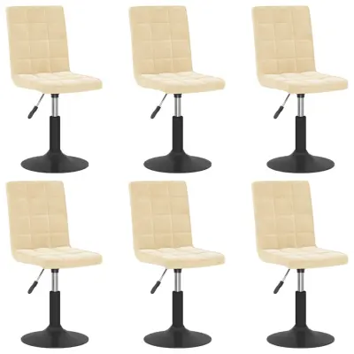 vidaXL Vrtljivi jedilni stoli 6 kosov krem žamet