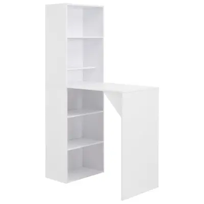 vidaXL Barska miza z omarico bela 115x59x200 cm