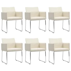 vidaXL Jedilni stoli 6 kosov videz platna belo blago