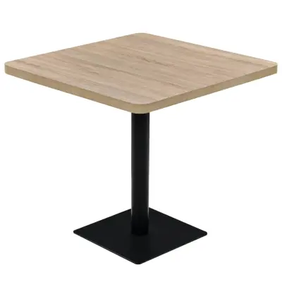 vidaXL Bistro miza iz mediapana in jekla 80x80x75 cm barva hrasta
