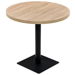 vidaXL Bistro miza mediapan in jeklo okrogla 80x75 cm barva hrasta