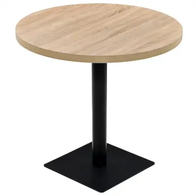 vidaXL Bistro miza mediapan in jeklo okrogla 80x75 cm barva hrasta