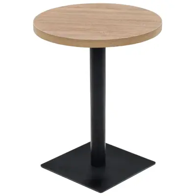 vidaXL Bistro miza mediapan in jeklo okrogla 60x75 cm barva hrasta