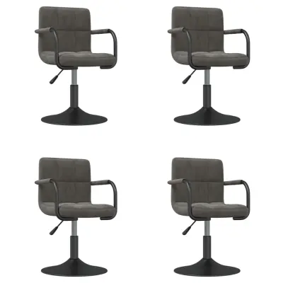 vidaXL Vrtljivi jedilni stoli 4 kosi temno siv žamet