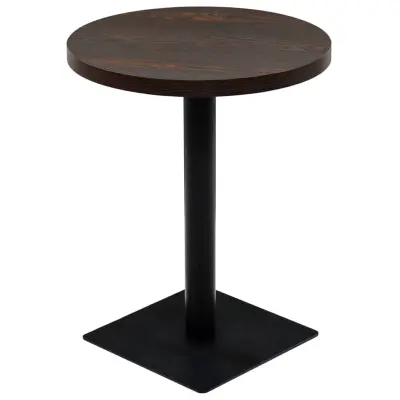 vidaXL Bistro miza mediapan in jeklo okrogla 60x75 cm temna jesenovina