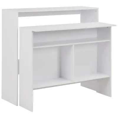 vidaXL Barska miza z 2 površinama 130x40x120 cm bela