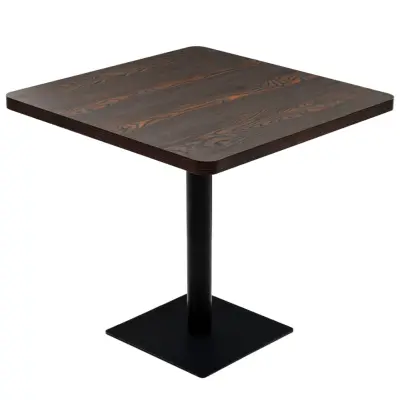 vidaXL Bistro miza iz mediapana in jekla 80x80x75 cm temna jesenovina