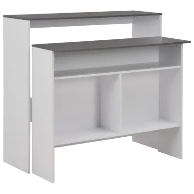 vidaXL Barska miza z 2 površinama bela in siva 130x40x120 cm