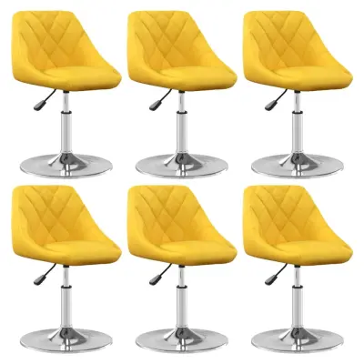 vidaXL Vrtljivi jedilni stoli 6 kosov gorčično rumen žamet