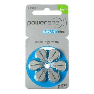 Power One Implant Plus A675 - PR44, 6x, Cink-Zračna baterija za slušne aparate