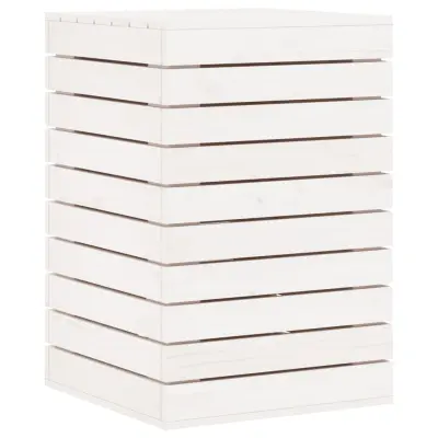 vidaXL Košara za perilo bela 44x44x66 cm trdna borovina