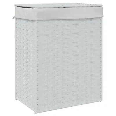 vidaXL Košara za perilo s pokrovom bela 46x33x60 cm poli ratan