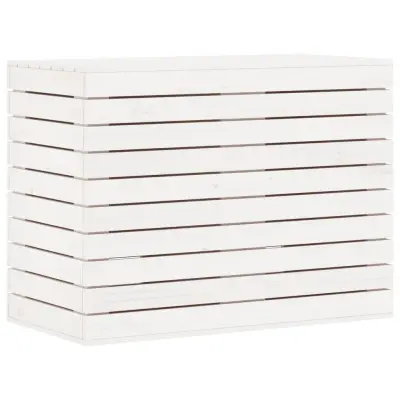 vidaXL Košara za perilo bela 88,5x44x66 cm trdna borovina