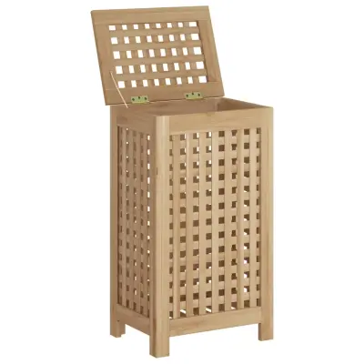 vidaXL Koš za perilo 35x25x60 cm trdna tikovina