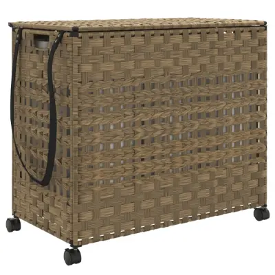 vidaXL Košara za perilo s kolesi 66x35x60 cm ratan