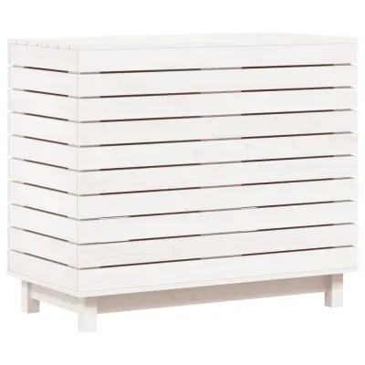 vidaXL Košara za perilo bela 88,5x44x76 cm trdna borovina
