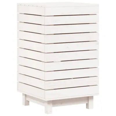 vidaXL Košara za perilo bela 44x44x76 cm trdna borovina