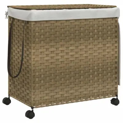 vidaXL Košara za perilo s kolesi 60x35x60,5 cm ratan