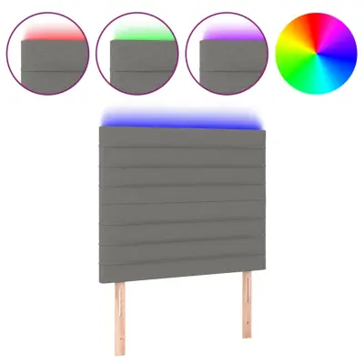 vidaXL LED posteljno vzglavje temno sivo 80x5x118/128 cm blago