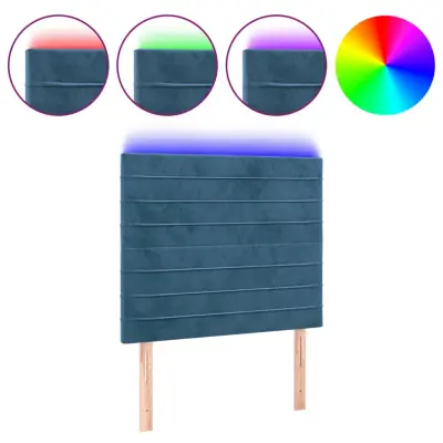 vidaXL LED posteljno vzglavje temno modro 80x5x118/128 cm žamet